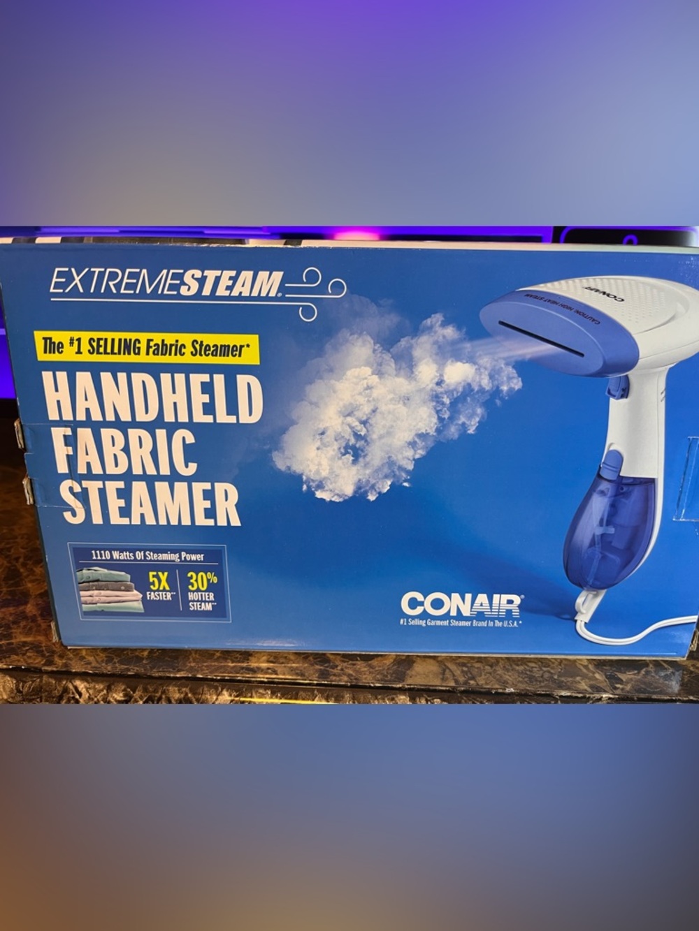 Conair ExtremeSteam Handheld Fabric Steamer - White & Blue - Picture 3 of 3